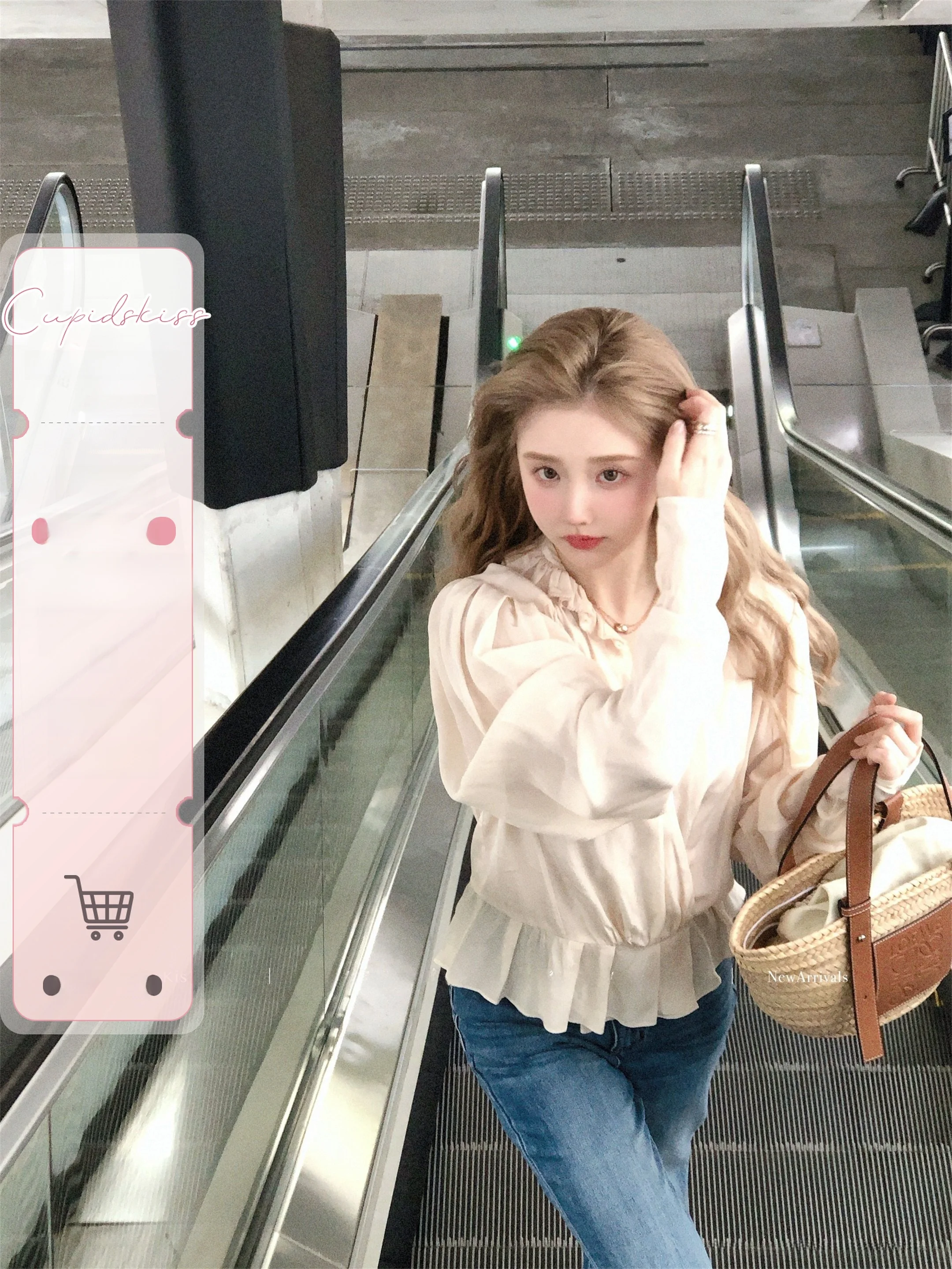 

Женская блузка Ele Milk Apricot Romantic с асимметричным воротником, приталенная, с кружевной отделкой, повседневная, свободного кроя, с длинными рукавами, V-образный вырез