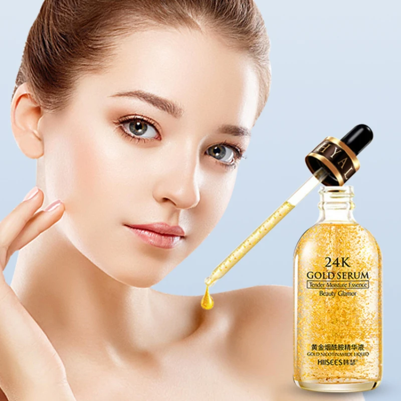 24K Gold Face Serum Shrink Pore Skin Care Nicotinamide Acid Essence Moisturizing Skincare Facial Serum Korean  Product