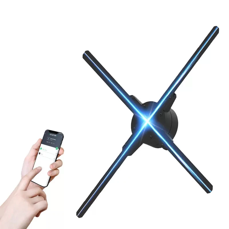 2024 تقنية الهولوغرام ثلاثية الأبعاد الجديدة 4-Blade 52 سنتيمتر عرض الهولوغرام معدات الإعلان مروحة ثلاثية الأبعاد الكمبيوتر المجسم