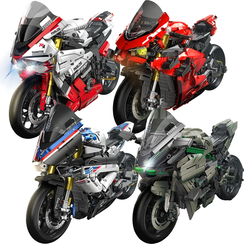 

Technical PH4 V4S H2R R1 V4 Bking Motorcycle Racing Vehicle Building Blocks With Light City Motorbike Bricks Toys Gifts For Boys