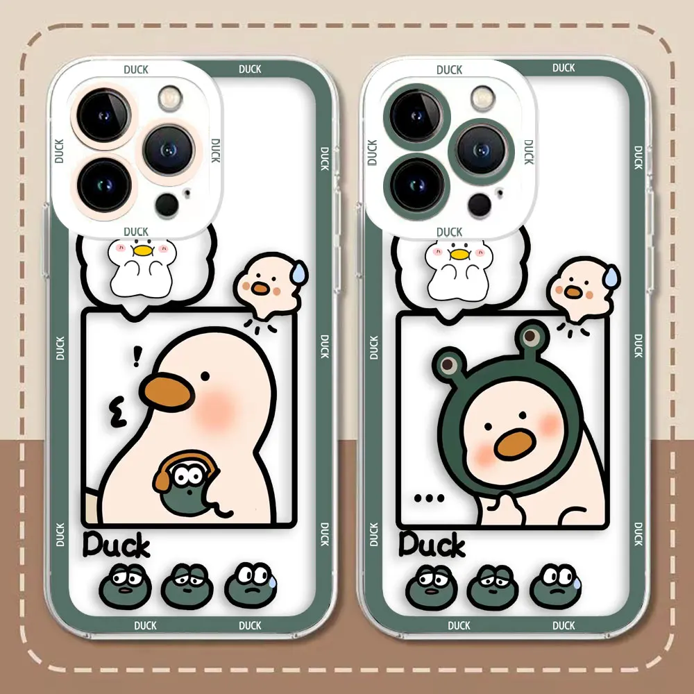 

Funny Cartoon Duck Clear Phone Case For OPPO RENO 10 8 8Z 8T 7 7Z 6 6Z 5G 5 4 2 FIND X3 LITE Fransparent Funda Coque Capa Shell