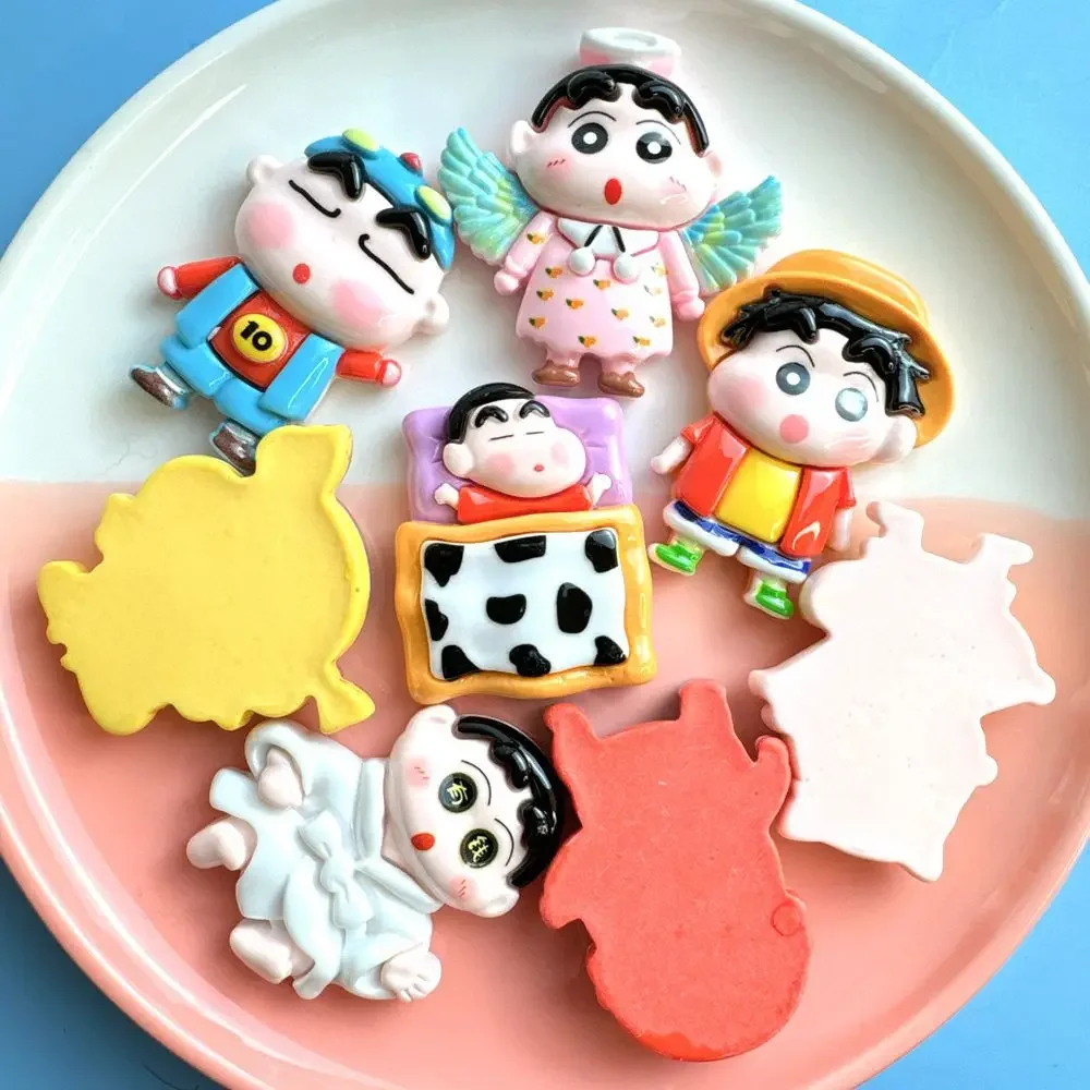 2pcs Large Angel New Crayon Shin-chan Cartoon Figure Miniature Diy Crafts Supplies Resin Flatback Cabochons