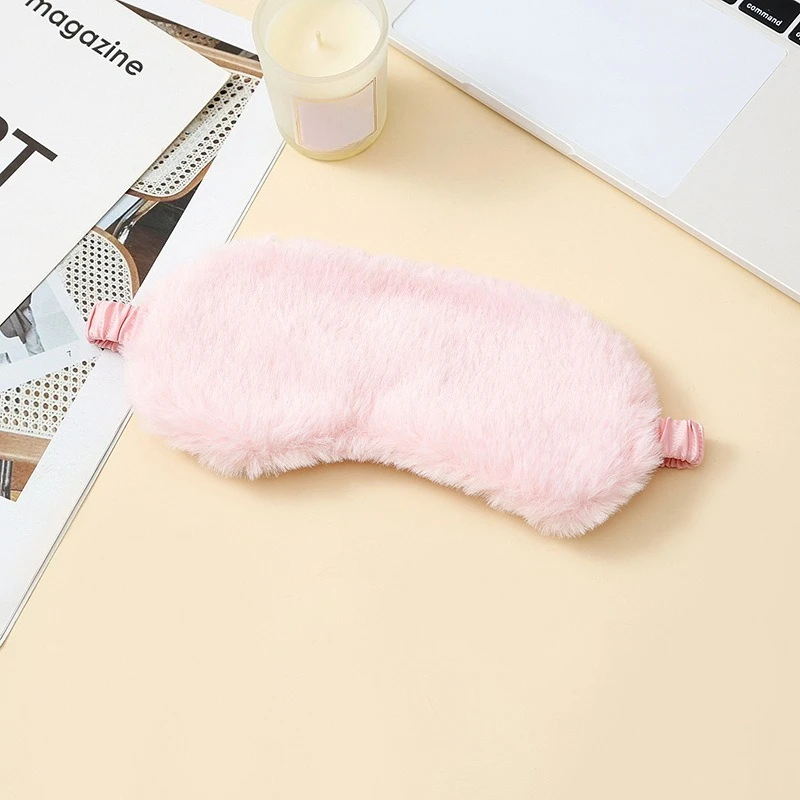 1PC Solid Plush Sleep Eye Mask for Women - Soft Light Blocking Comfortable Nap Blindfold for Travel Office And Home Rest