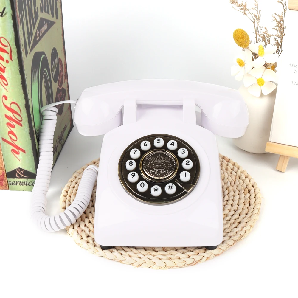 Cheeta Supplier White Rotary Oval Senior Wedding Guest book Audio Phone Message Recording Retro audio guestbook For Wedding