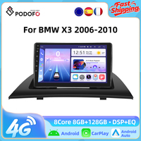 Podofo 9'' Carplay Car Radio for Bmw X3 2006-2010 Radio Stereo Receiver Android Auto Gps Touch Screen Bluetooth Fm Am Rds Dsp