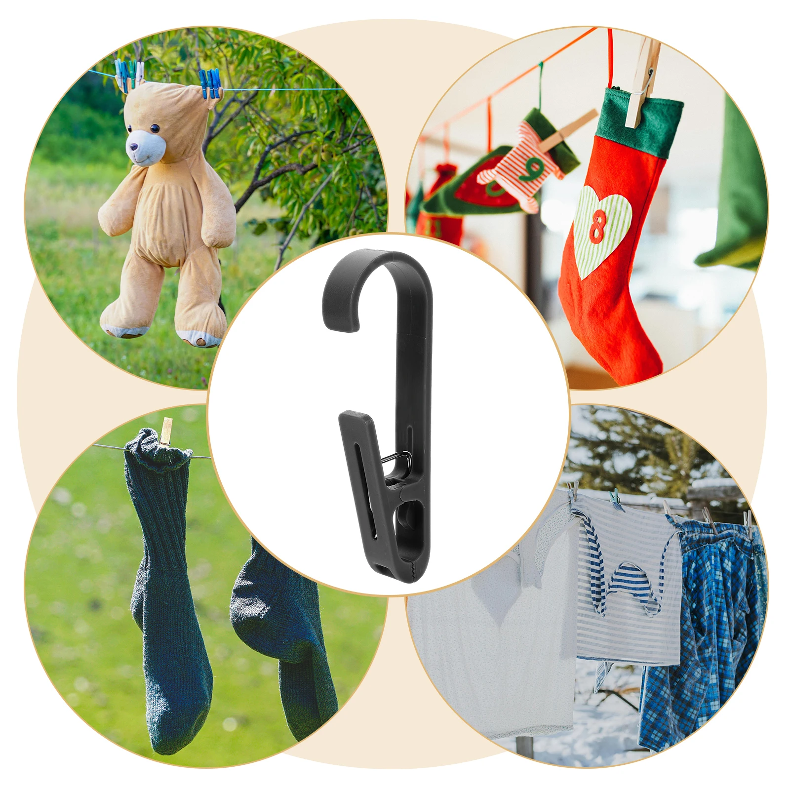 

4pcs Plastic Clothes Hangers with Clips for Sock Towel Kitchen Laundry Organization ABS Material Closet Hooks