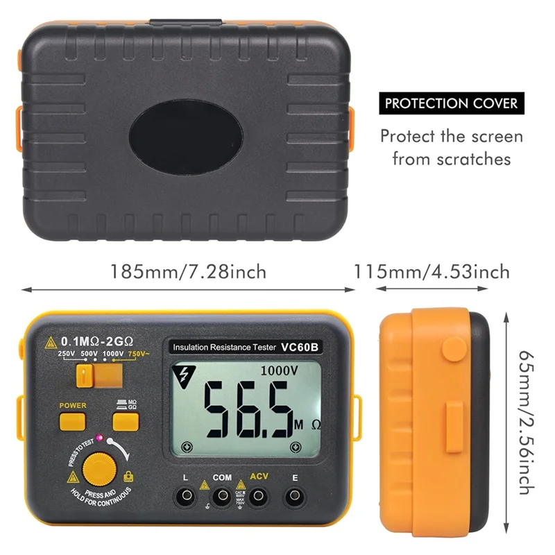 

【B07R】VC60B Digital Multimeter Insulation Resistance Tester Megaohm Meter For Measure AC Voltage