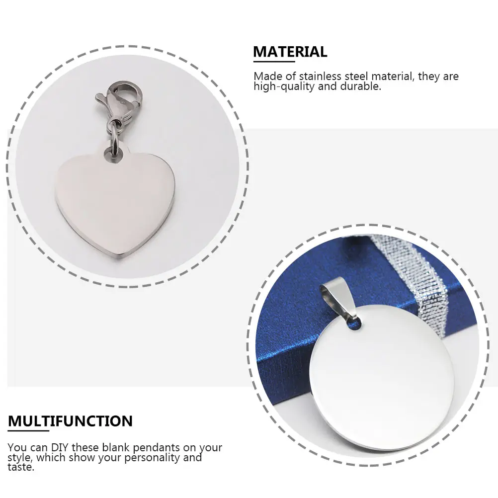 

6 шт., подвески для собачьих бирки из нержавеющей стали, пустые металлические бирки, подвесные бирки «сделай сам», креативные подвески для ювелирных изделий