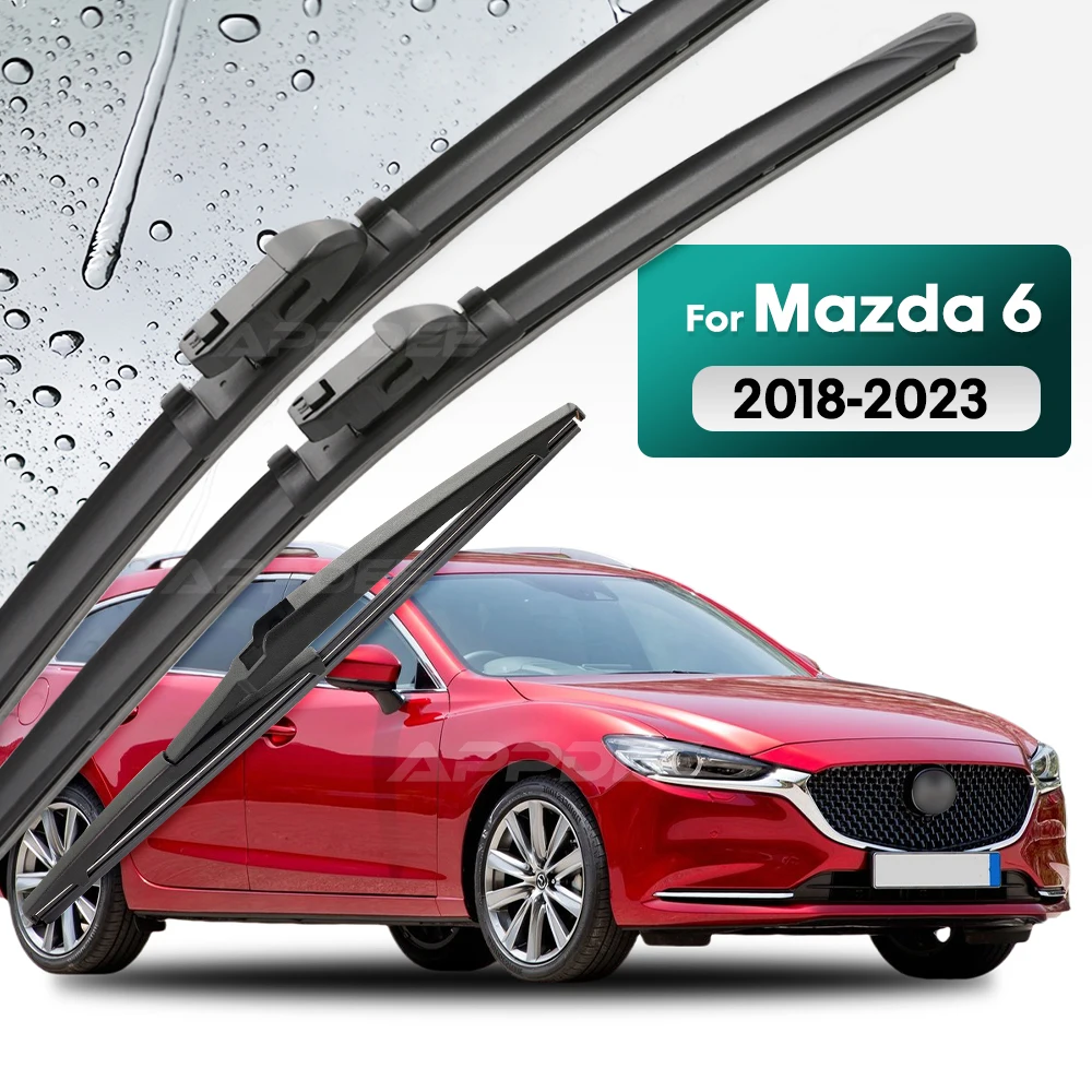 

Silicone & rubber LHD&RHD Front & Rear Wiper Blades Set For Mazda 6 Mazda6 2018 - 2023 Windshield Windscreen Window Brushes