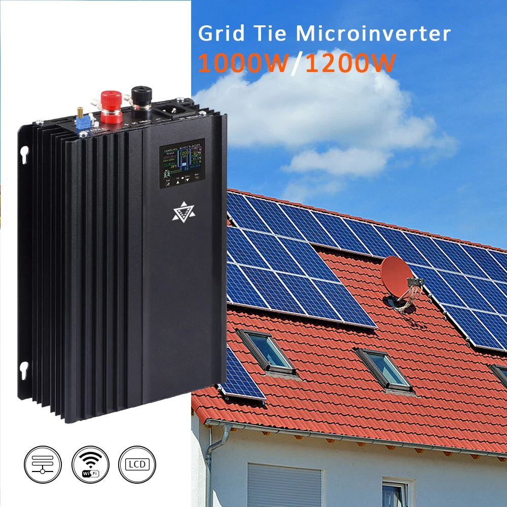 1000W 24V 36V 48V 60V 72V 96VDC Battery Discharge Converter AC 120V 230V Battery Storage Pure Sine Wave Grid Tie Microinverter