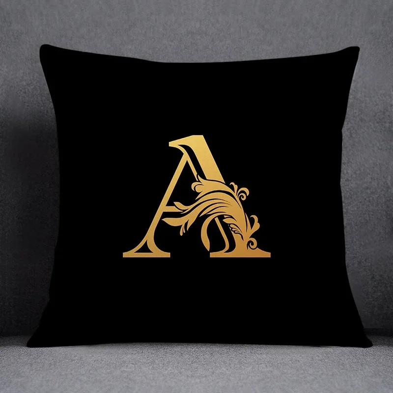 45x45cm Tyrant gold letter series pattern decorative pillowcase, square pillowcase, home office decoration pillow case