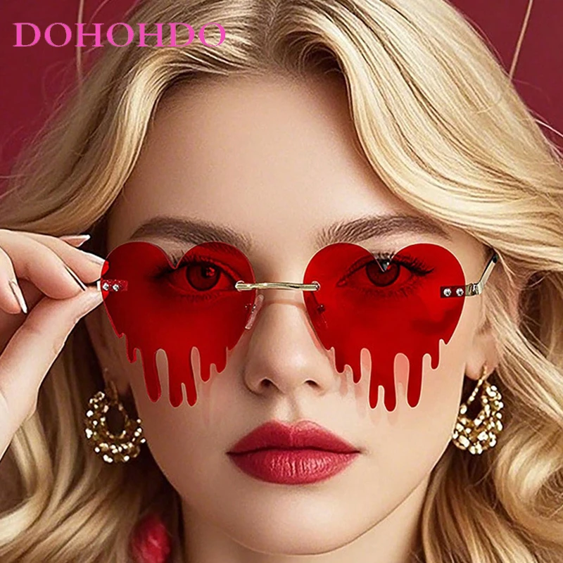 

DOHOHDO 2025 Love Heart Shaped Sunglasses Women Brand Designer New Fashion Cute Sexy Rimlesss Retro Vintage Sun Glasses UV400