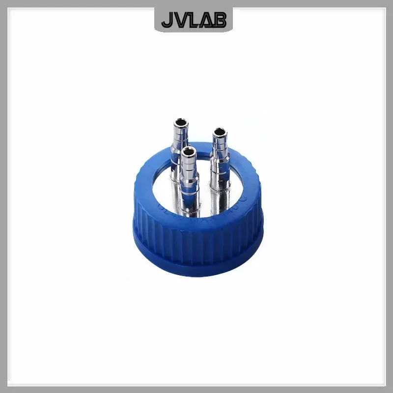 Fermentation Tank Reactor Feed Cover Stainless Steel Jar Lid with SS Bards Blue Headspace Cap SS Refill Cover For Tube 5 mm