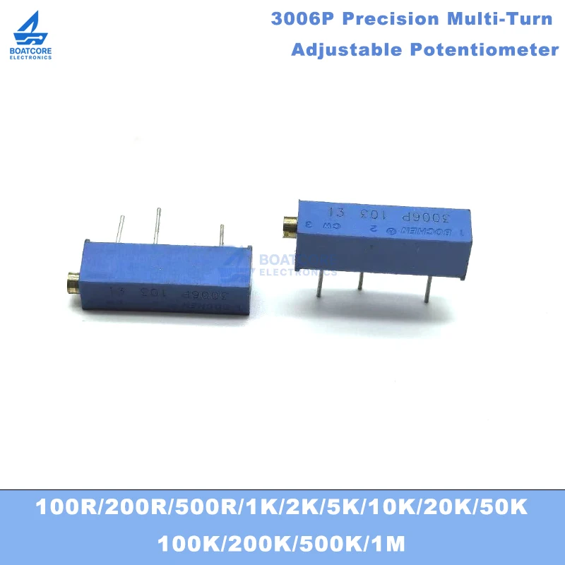 10PCS 3006P Precision Multi-Turn Adjustable Potentiometer Trimmer Resistor 100R 200R 500R 1K 10K 100K 500K