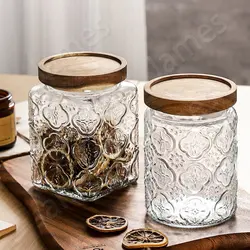 Nordic Style Glass Jars and Lids Glass Container Glass Jars Food Storage Containers Honey Jar Retro Styles Glass Jars Bottles