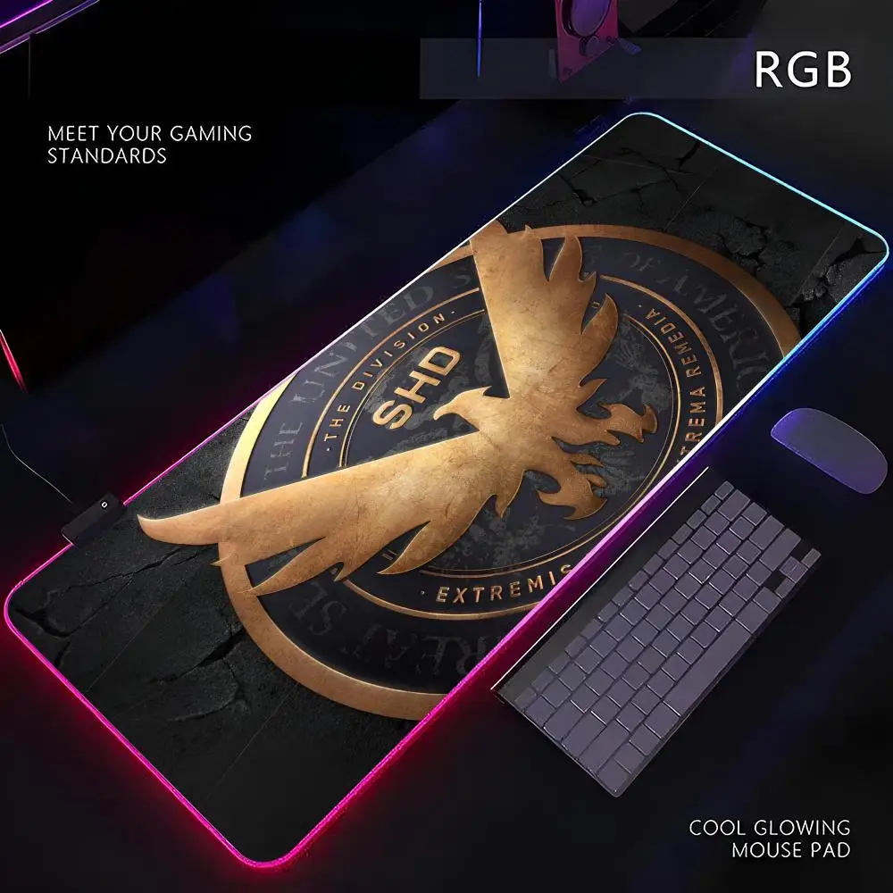 

Коврик для мыши Tom Clancy S The Division RGB Gamer со светодиодной подсветкой, периферийный коврик для мыши, коврик для компьютерного стола, коврик для клавиатуры XL, ковер для мыши