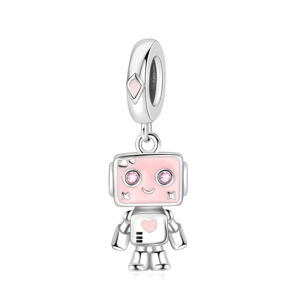 Pan Charms Original Cute Robot Dangle Charm Bracelet Pendant Jewelry