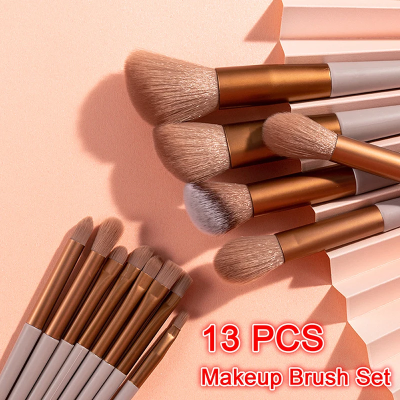 Professional Makeup Brush Set com Saco, Fundação, Blush, Corretivo, Highlighter, Sombra, Ferramentas de Beleza, 13Pcs