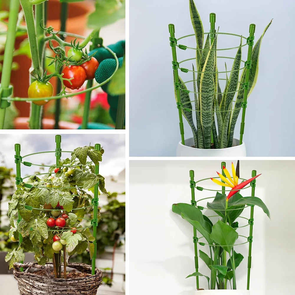 Tomato Cages for Garden tool with 4/8 Adjustable Support Rings and Plant Clips Plant Support Cage（No Pole only ring）