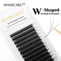 Pestañas de diseño W de fibra PBT coreana de alta calidad, pestañas individuales suaves en forma de W, ventiladores de volumen prefabricados, herramientas de maquillaje