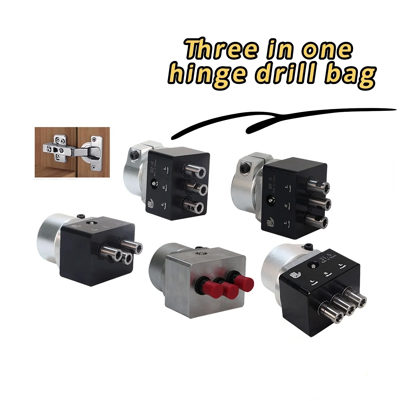 Woodworking Door Hinge Hole Three-in-One Drill Special Hole Head Machine for Cabinet Making And Furniture Repair