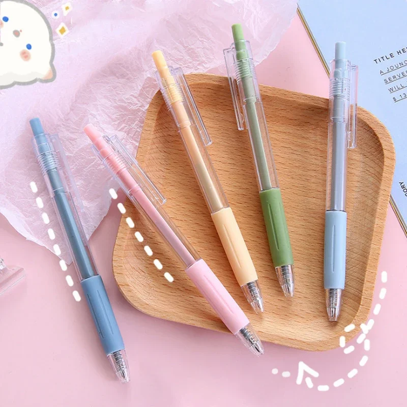 

5pcs Morandi Gel Pens Kawaii 0.5mm Black Ink Neutral Pens Cute Signature Pens Korean Stationery Office School Writing Supplies