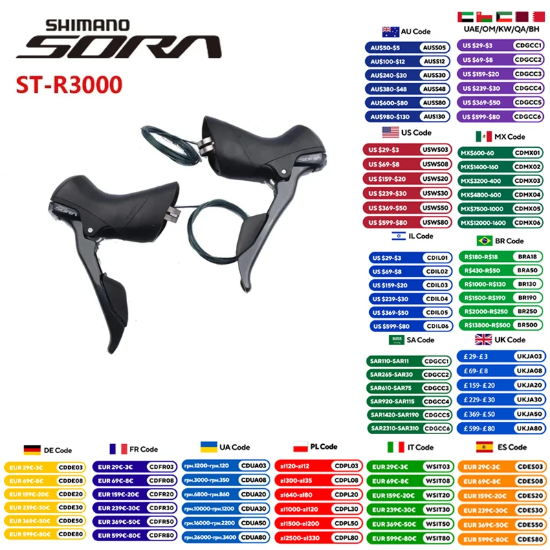 Shimano Sora ST-R3000 DUAL CONTROL LEVER Speed Shifter A Pair 2x9S For Road Bike Bicycle Original Shimano Bike Parts