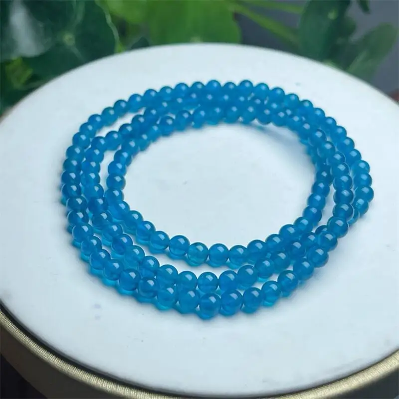 4MM Natural Blue Apatite Triple Circle Bracelet Gemstone Strings Fashion Beautifully Jewelry For Men Women Gift 1PCS