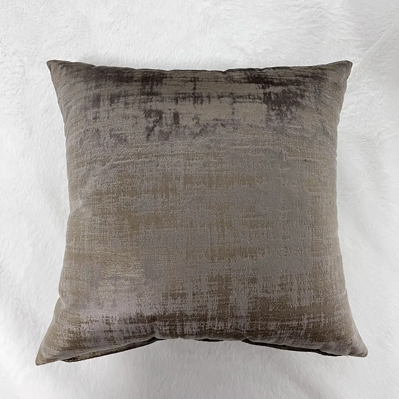 Popular Embossing Sofa Pillowcase Home Decorative Velvet Printing Cushion Cover Light Brown