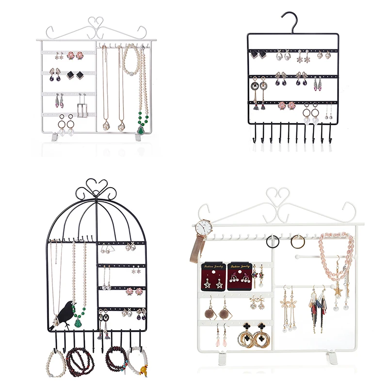 Metal Earring Organizer Household Wall Hanging Necklace Rack Ear Clip Jewelry Display Rack Ear Stud Bracelet Holder