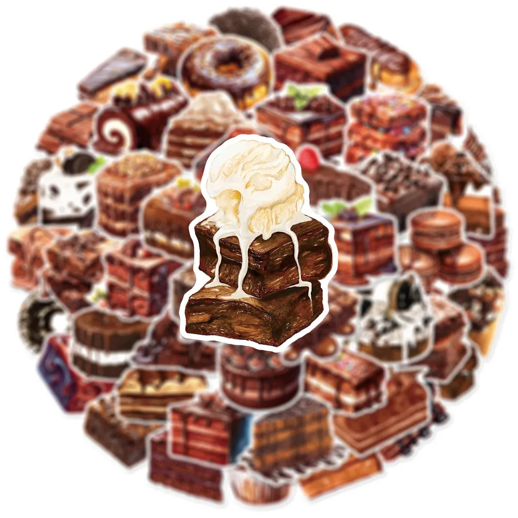 50 Pcs Chocolate Cake Dessert Graffiti Stickers - Waterproof Decor Decals for Water Cup Phone Case & Backpack AnimeWorlds Store