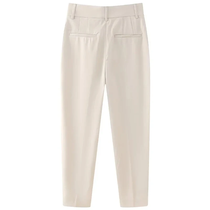 Kuclut Damesmode Stevige Broek Met Rits Aan De Voorkant Vintage Hoge Taille Full Length Vrouwelijke Chique Damesbroek