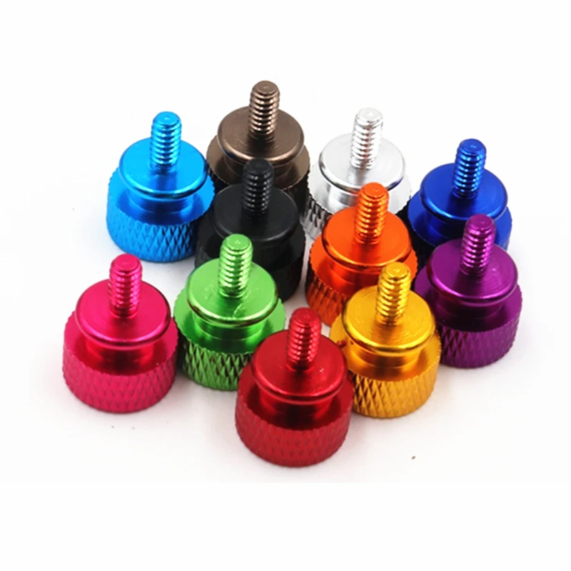 5/10pcs M3 M4 6#32 Colourful Aluminum Alloy Knurled Thumb Screws Computer Case Side Panel Hard Disk Tighten Hand Screw