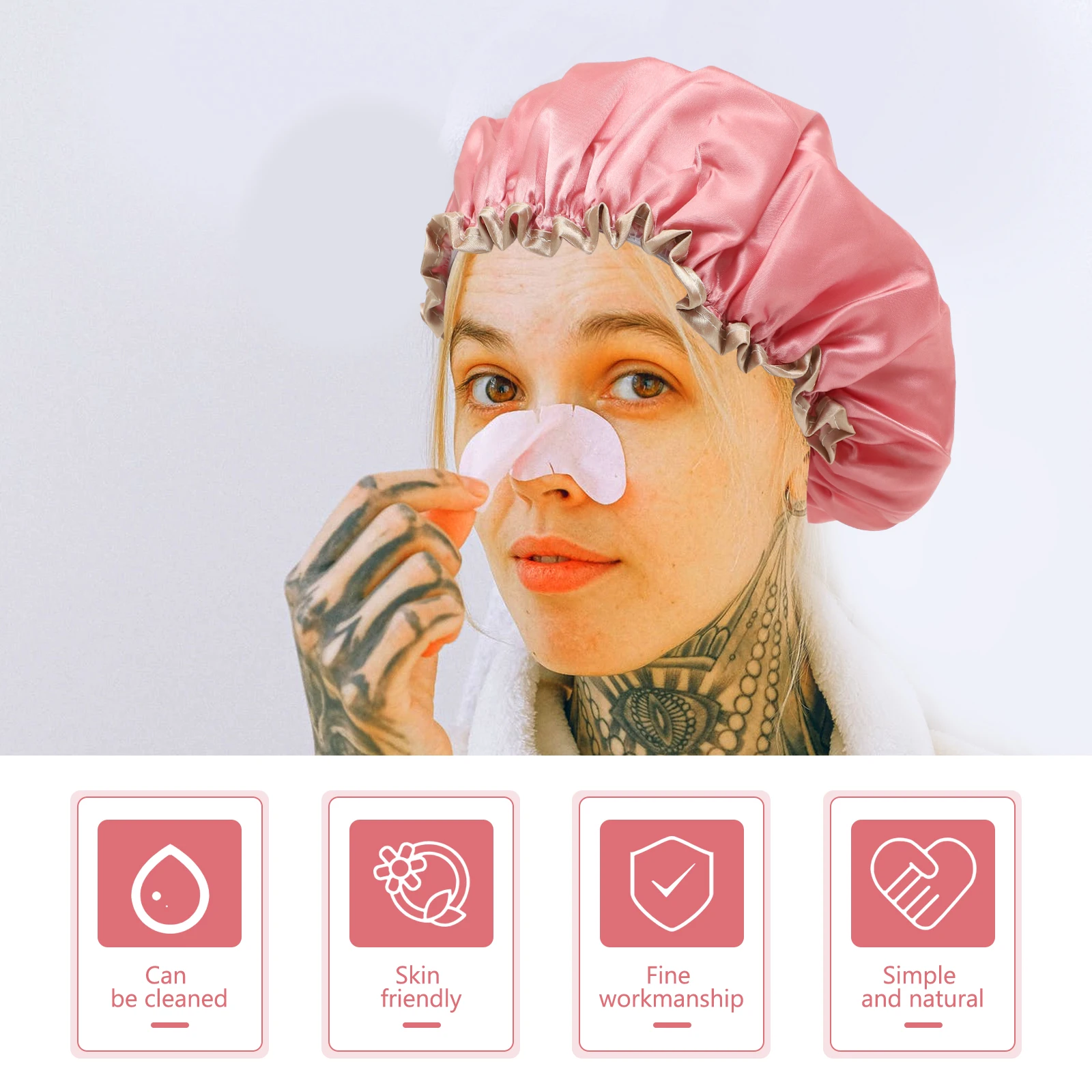 

Reusable Waterproof Double Layer Bath for Women Reusable Shower Caps For Women Bath Caps Hair Protection Night Hat