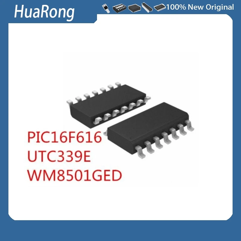 10Pcs/Lot   PIC16F616-I/SL PIC16F616-I PIC16F616 UTC339E UTC339 WM8501GED SOP-14