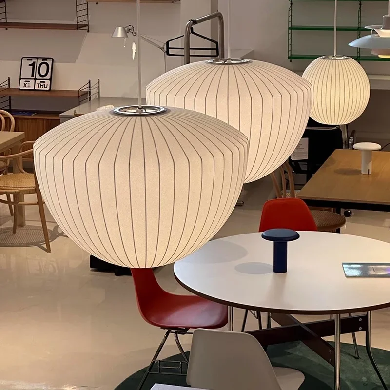 

Japanese Style Silk LED Pendant Lights Simple Wabi-sabi Ceiling Chandeliers Dining Table Restaurant Interior Deocr Lighting