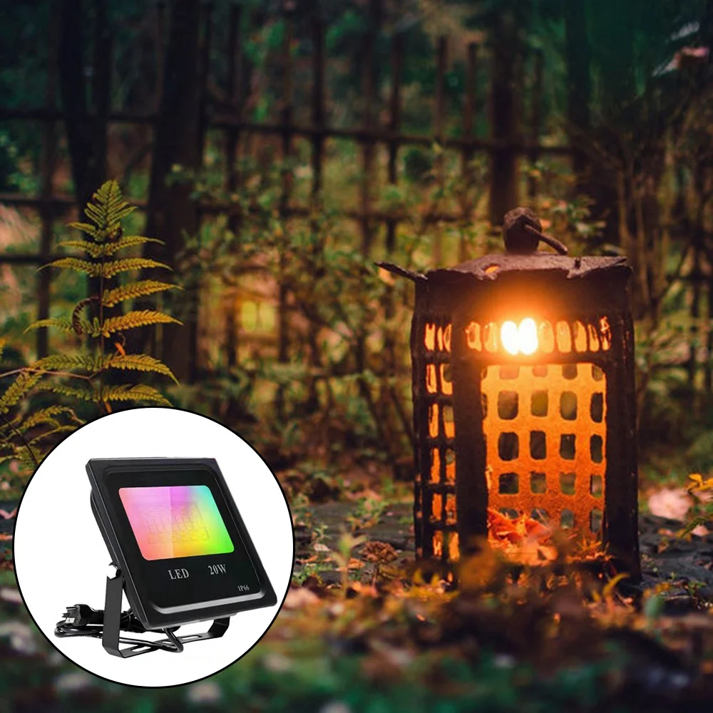 ablu-インテリジェント-led-フラッドライト屋外、20w-フラッドライト屋内-rgb-色変更、bluetooth-フロアランプ風景