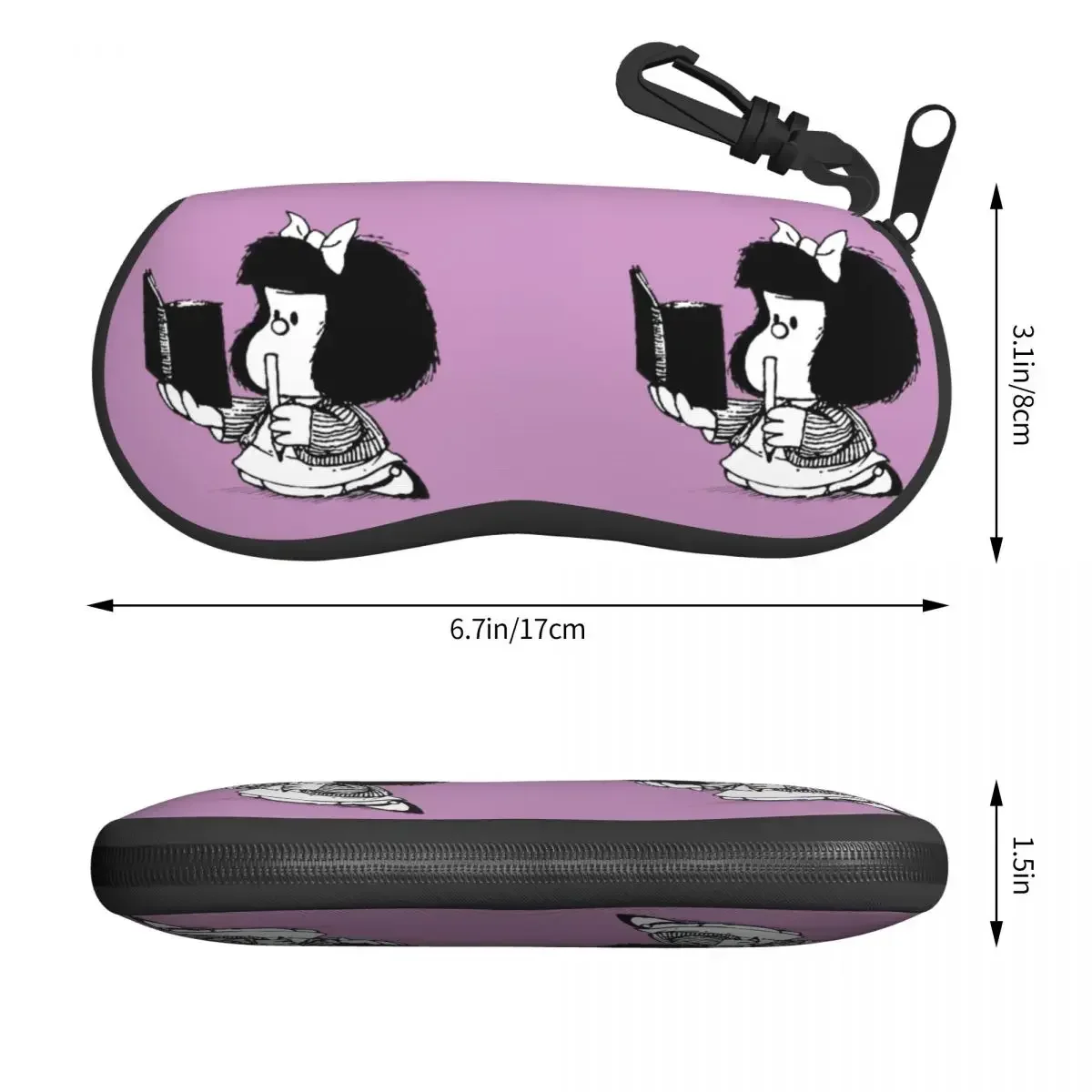 Mafalda With Notebook Shell Eyeglasses Case Men Women Cool Quino Comic Cartoon Glasses Case Sunglasses Box Pouch