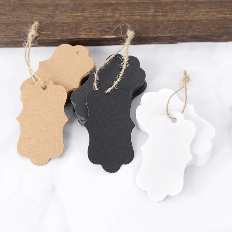 100pcs/lot Blank Kraft Paper Gift Packaging Tag Jewelry Price Label Hang Tags For Wedding Birthday Party Baby Shower Decoration