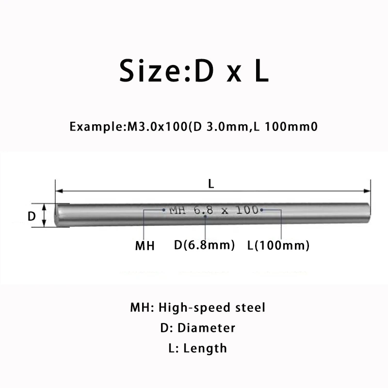 1-5pc M0.8~M13 High-Speed Steel Solid Round Rod Lathe Bar Stock for Round CNC CuttingTurning Lathe Tool Bar Rod Length 100/200mm