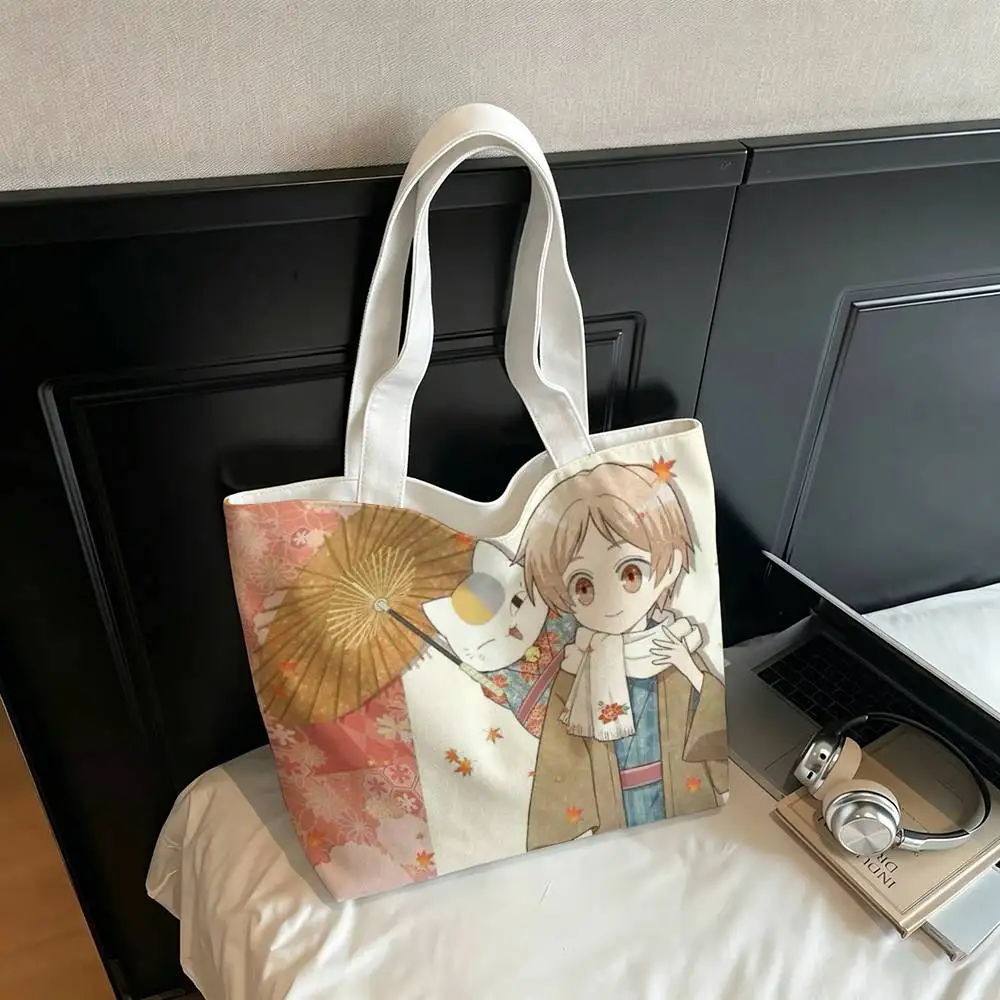 

Natsume Y-yuujinchou Nyanko Printed Canvas Tote Bag Shoulder Bag Commuter Mommy Shopping Bag
