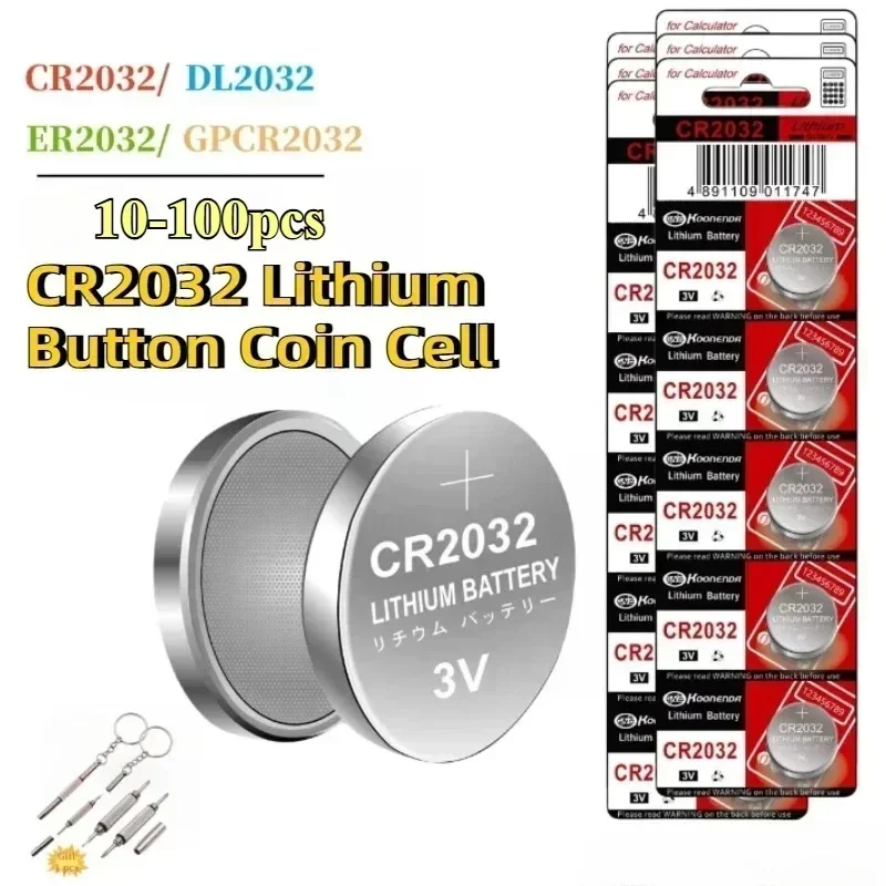 

10/20/30/50/100PCS CR2032 CR 2032 Button Battery 3V Lithium Battery For Watch Toy Calculator Car Remote Control Button Coin Cell