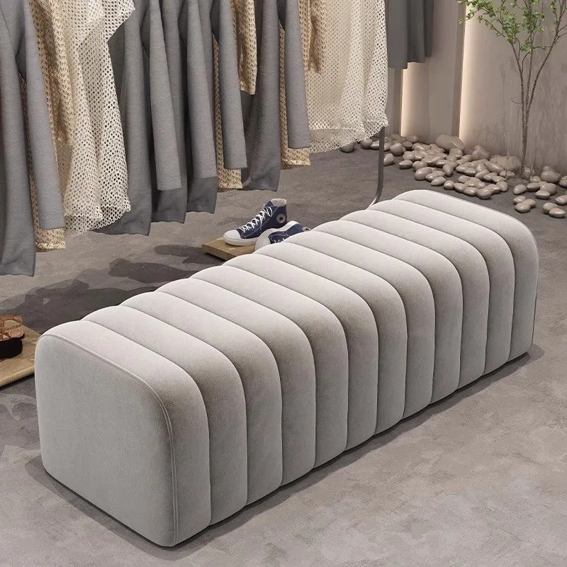 Nordic Solid Wood Frame Shoe Changing Stool Modern Simple Bedroom Upholstered Cushion High Quality Bench Sitting Comfortable