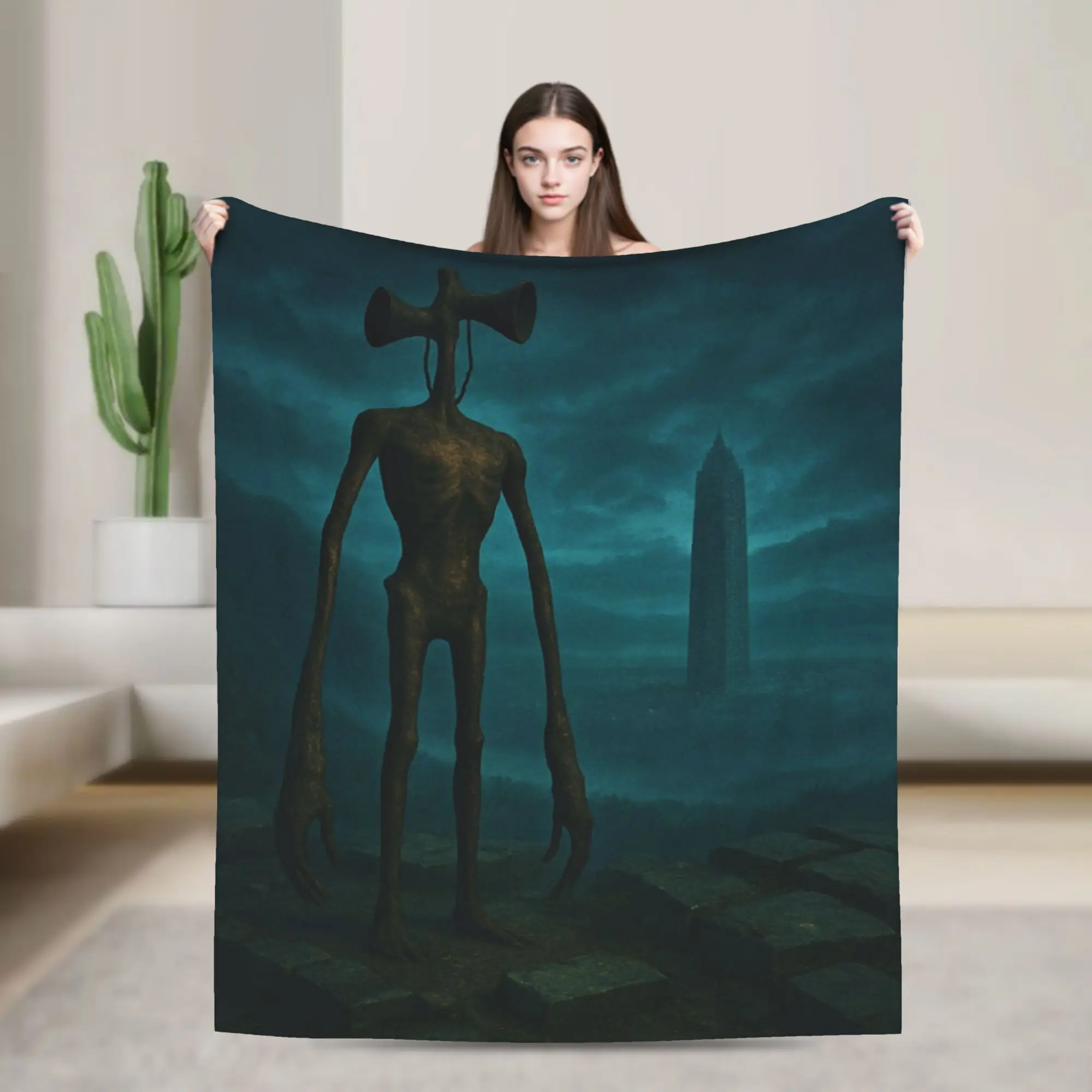 Siren Head In Dark Forest Merch Blankets Soft Flannel  Throw Blankets Comfortable Bedspreads