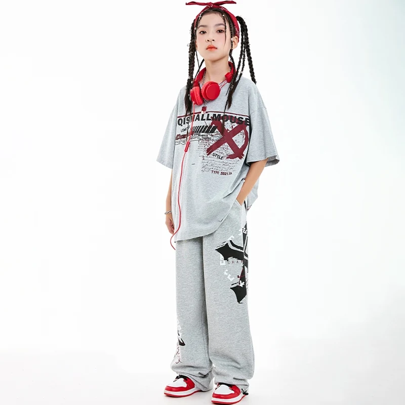 2025 meninos meninas roupas esportivas jazz dança topo calças de carga hiphop terno crianças prática terno dança rua trajes palco dn20454