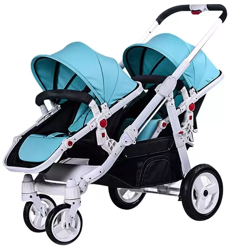 2022 New Design Wholesale 3 In 1 Folding Detachable Double Twins Baby Stroller with car seat For 0-3 Years Old Babies