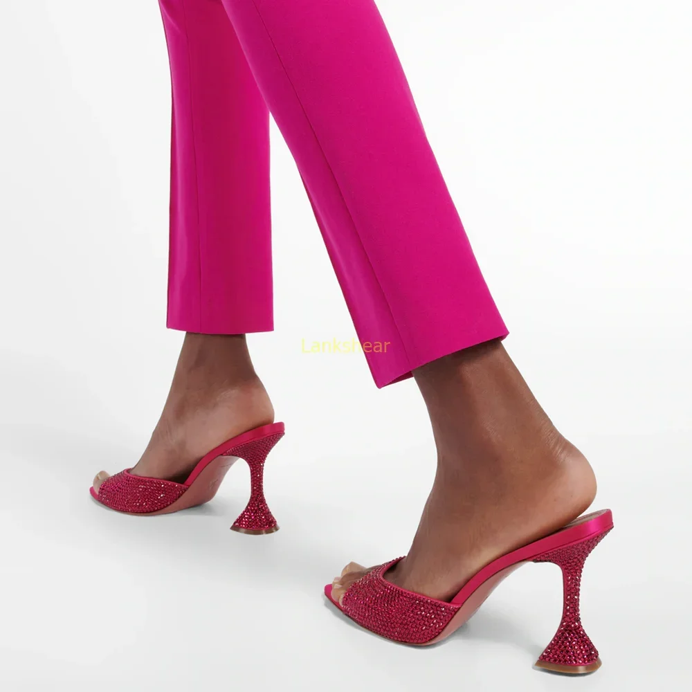 

Crystal Rhinestone Wine Glass heel Slippers Sexy Pointed Toe Shallow Slip On New Arrivlas Fashion Women Modern Shoes