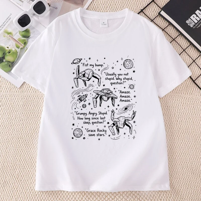 Project Hail Mary Rocky T Shirt Men Women Retro Space Tee Rocky Graphic T Shirts Sci Fi Book Lover Tee Unisex Clothes