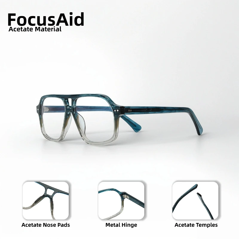 

Large Size Square Retro Double Bridge Glasses Fashion Brand Designer Frames High Quality Acetate Frames Trendy Optical Glasses