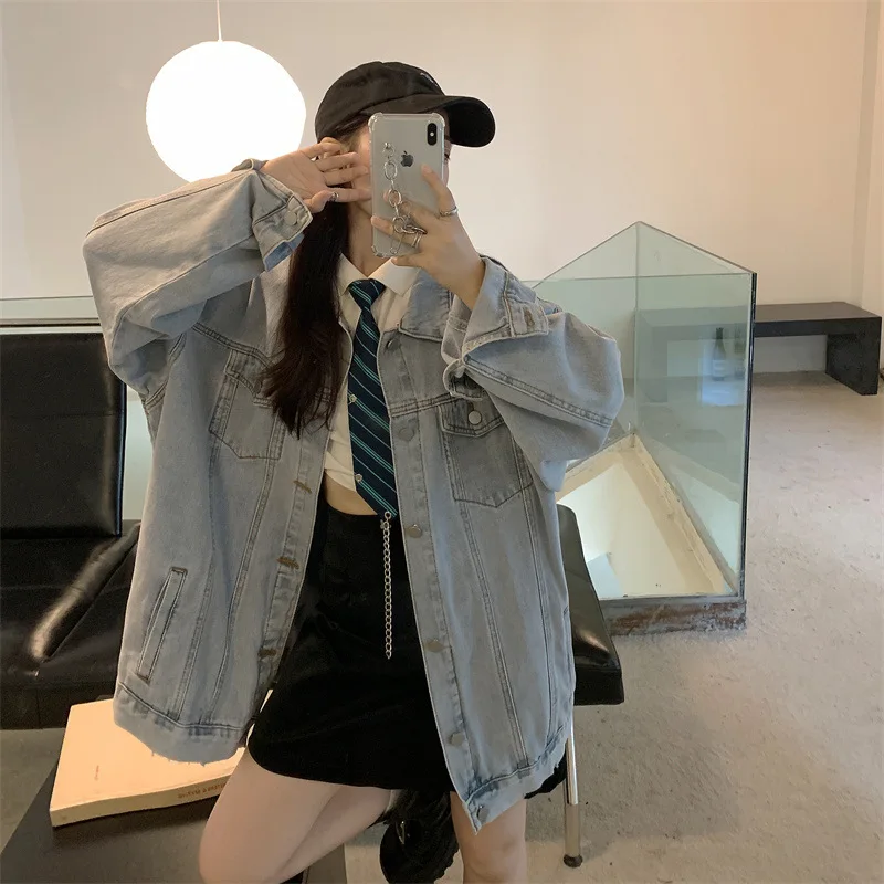 Casual Women Cowboy Coats Jackets Fashionable Trend Loose Fit Plus Size Versatile Spring Autumn Retro Trend Women's Clothing